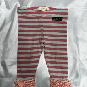 Matilda Jane Happy And Free Leggings Infant 6-12M Blue Pink Stripe Boutique